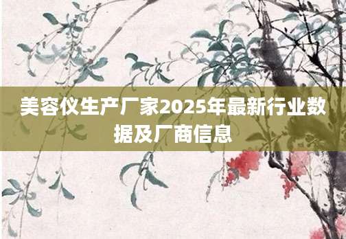 美容仪生产厂家2025年最新行业数据及厂商信息